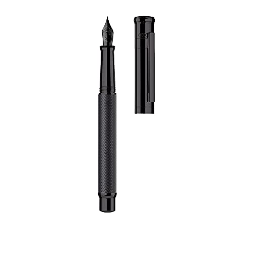 Stylo-plume D04 Otto Hutt laiton noir 13.2 cm | Écriture fine F guillochage mat