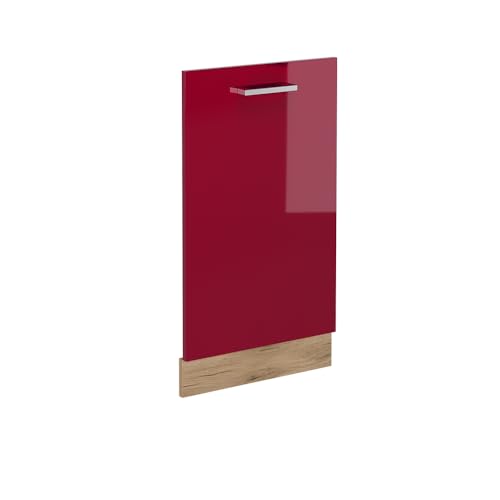 Vicco Tapa del lavavajillas 'R-Line', Rojo Burdeos alto brillo, 45 cm sin encimera