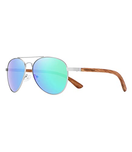 GREENTREEN Gafas de sol para hombre Polarización -Material de peso luz -Metal+ Madera, Gafas de piloto clásicas