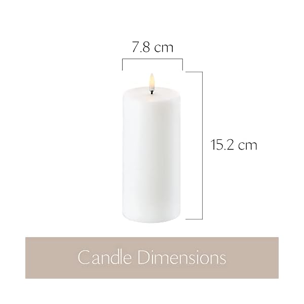 Piffany Copenhagen Uyuni Lighting Pillar LED Kerze 7,8 x 15 cm Echtwachs Weiss - 6 Stunden Timerfunktion - Keine… – Bild 3