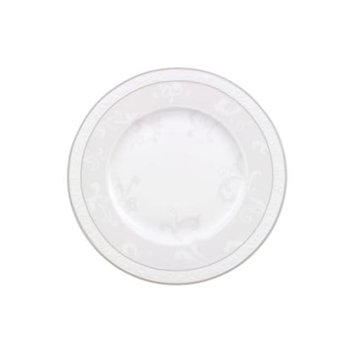 Villeroy & Boch Villeroy und Boch - Gray Pearl Frühstücksteller, kleiner Speiseteller mit filigraner Verzierung aus Premium Bone Porzellan, spülmaschinenfest, 220 mm