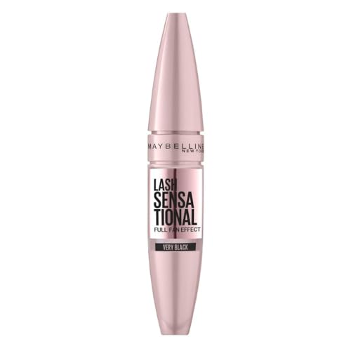 Máscara para cílios Sensational Maybelline New York, volumizadora, efeito leque nos cílios, muito preta, 9,5 ml