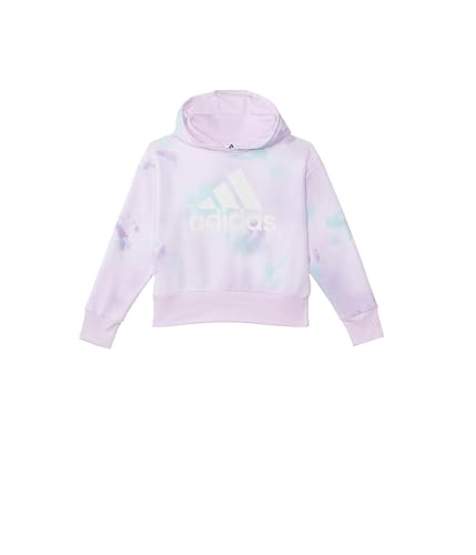 adidas Girl's All Over Print Hood Pullover Loose Fit (Big Kids) Light Purple XL (16 Big Kids)