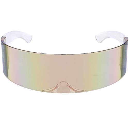 Image of zeroUV - 80s Futuristic Cyclops Cyberpunk Visor Sunglasses with Semi Translucent Mirrored Lens Shield Sunglasses
