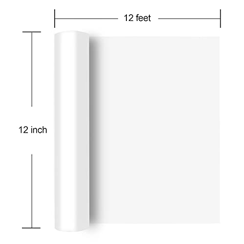 Somolux Htv Iron-On Vinyl 12Inch X12Feet Heat Transfer Vinyl Roll Easy To Cut & Weed Iron On Vinyl Heat Press, Diy Design For T-Shirts Glossy White #TOP1