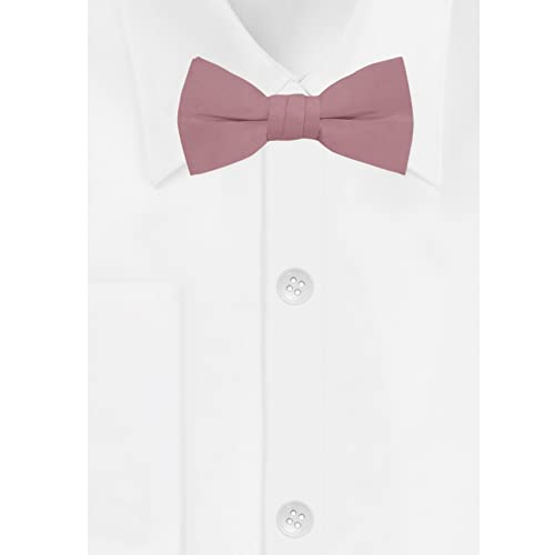 Jacob Alexander Boy's Kids Pretied Banded Adjustable Solid Color Bowtie - Dusty Rose #TOP1