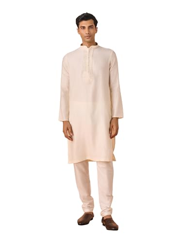 Image of Manyavar Men's Art Silk Blend Jacquard Kurta Set (2pcs)