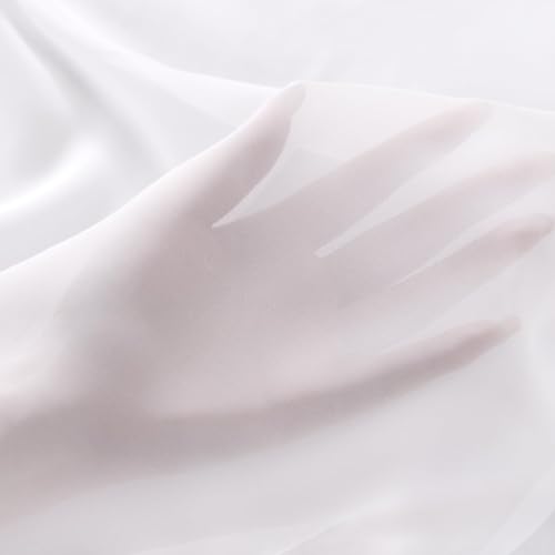 Image of MLMC White Chiffon Fabric by The Yard Pre-Cut Sheer Chiffon Arch Fabric 3 Yards Airy Continuous Draping Panels 60 inch Wide for Wedding Backdrop Craft Ceiling Decor