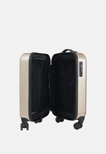 Armani Exchange Valigia Da Viaggio Con Ruote, Design A Coste, Colore Champagne, 4 Ruote Girevoli - 2