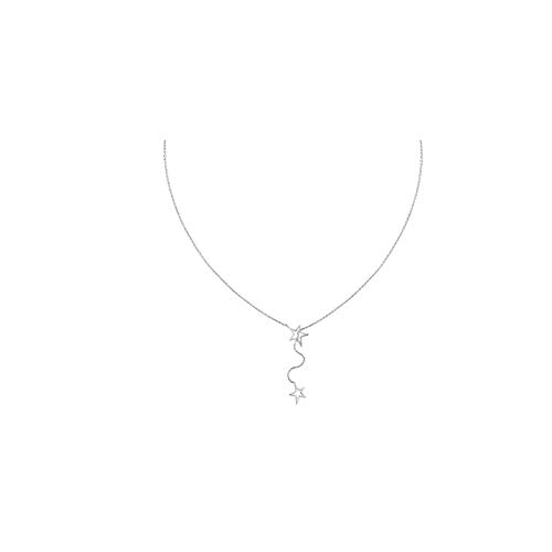 LYGBAOFUL Exquisite Persönlichkeit 925 Silber Hohl Stern Halskette Koreanische Trend Yueran Stern Bewegung Halskette