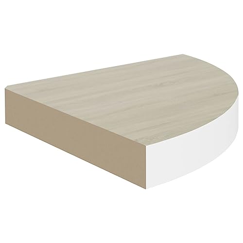 vidaXL Estante Esquinero de Pared Estantería Colgante CD Libros Coleccionables Fotos Premios Decoración Librerías Blanco Roble MDF 25x25x3,8 cm