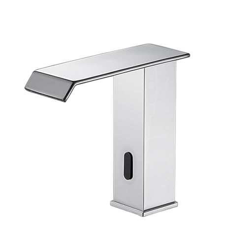 Grifo de Lavabo sin Contacto de acero inoxidable negro con sensor infrarrojo y diseño bajo.