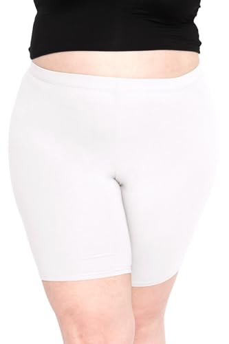 Women's Cotton Biker Shorts White 2X