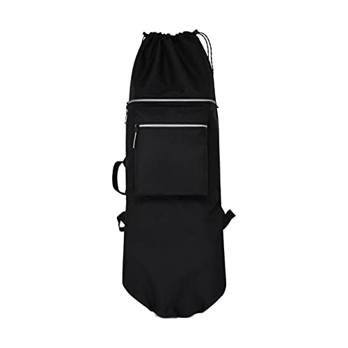 predolo Skateboard-Rucksack mit 2 Taschen, wasserabweisend, verstellbare Träger, Handtasche, Longboard-Tragetasche für Reiseanfänger, Teenager, Kinder, Schwarz