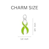 Large Lime Green Ribbon Charm for Lyme Disease, Lymphoma, Non-Hodgkin’s and Muscular Dystrophy Awareness - Perfect for Jewelry Making, Bracelets, Necklaces, DIY Projects, Support Groups, Fundraisers and More! ( 1 Charm)