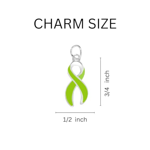 Large Lime Green Ribbon Charm for Lyme Disease, Lymphoma, Non-Hodgkin’s and Muscular Dystrophy Awareness - Perfect for Jewelry Making, Bracelets, Necklaces, DIY Projects, Support Groups, Fundraisers and More! ( 1 Charm)
