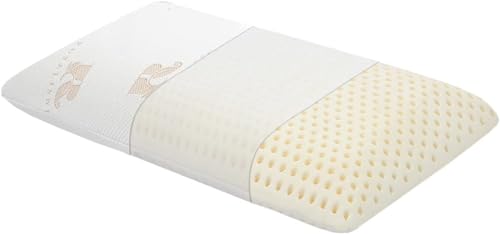 Royalisneeo Cojín de espuma de látex natural 100% Talalay, paquete perfecto, almohada suave para dormir con funda de almohada de algodón extraíble, adecuada para dormir de espalda, estómago y de lado