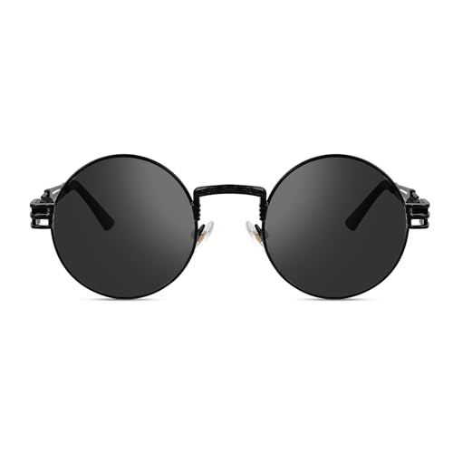 Vintage Round Steampunk Sunglasses for Women Men Circle Hippie Style Glasses Metal Frame2