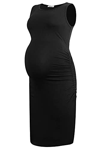 Smallshow Women'S Sleeveless Maternity Dress Ruched Pregnancy Clothes Medium Black thumb #1