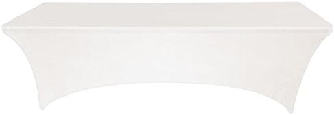 8 Ft White Stretch Tight Fit Spandex Rectangular Folding Tablecover for 30Wx96Lx30H Folding Patio Tables, Banquet,Party