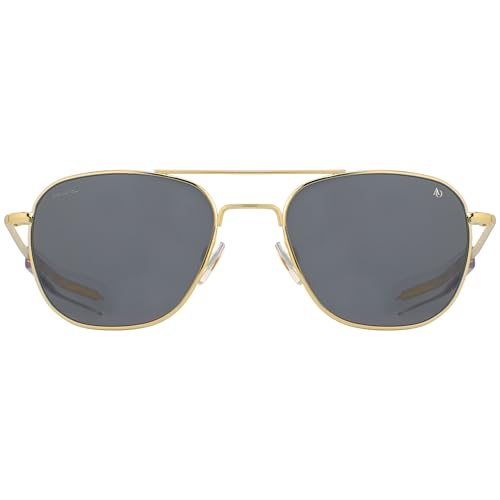 Image of AO Original Pilot Sunglasses - Gold - True Color Gray SkyMaster Glass Lenses - Bayonet Temple - Polarized - 55-20-140