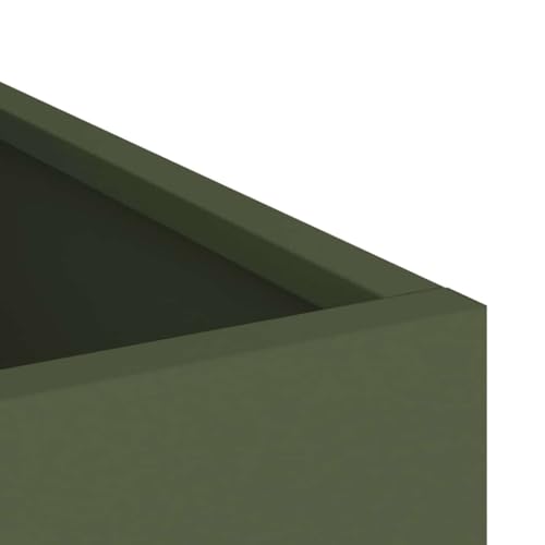 Cache-pot de jardin vert olive en métal 32x32x40 cm avec kit d'assemblage - 8