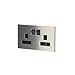 Price comparison product image ABB Millenium Double Plug Sockets  Stainless Steel Premium Finish 13A Electric Wall Socket  Elite Design for the Home and Business  AM239147-SB 2G BS DP Switched Double Socket