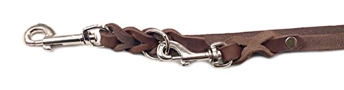 Hundeleine Fettleder kleine Hunde/große Hunde 2m / 2,40m / 2,80m / 3,50m / 5m Doppelleine verstellbar (3,50m X 12mm, Dunkelbraun)