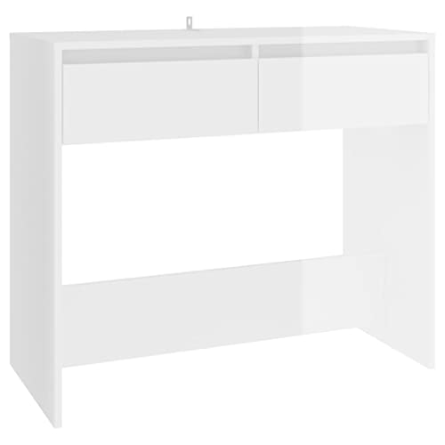 vidaXL Table Console Table de Couloir Table d'Entrée Table sous Miroir Salon Salle de Séjour Maison Intérieur Blanc Brillant 89x41x76,5 cm Acier