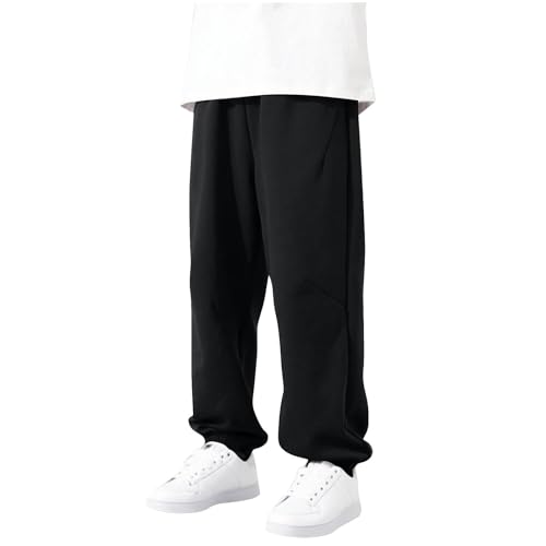 Boys Cotton Sweatpants Casual Elastic Waist Hiking Trousers with Pockets Baggy Soft Comfy Lounge Athletic Sweat Pants