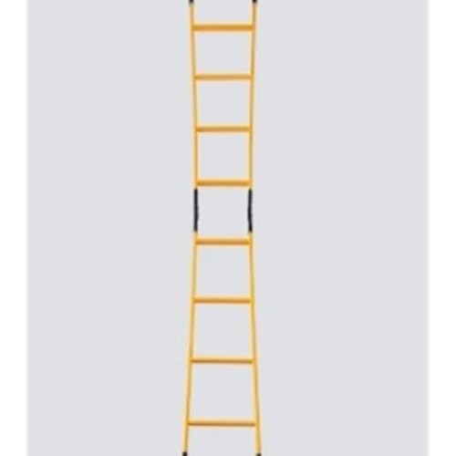Image of Step Ladder Portable Folding Single-Sided Straight Through Ladder, 2-Meter-high Steel Pipe Telescopic Climbing Ladder(Yellow)