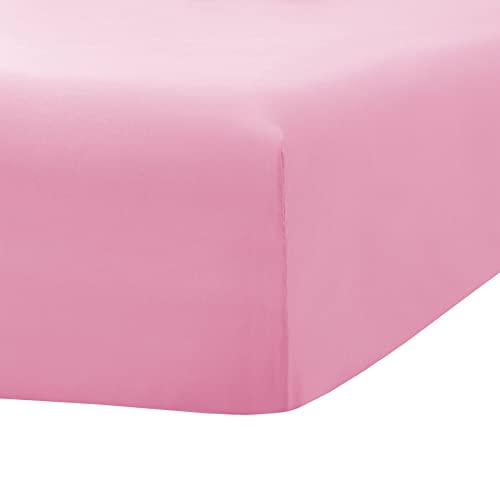 Image of Ghooss Fitted Sheet Pink-Full Size Fitted Sheet Only-Fitted Deep Pocket Sheet-Soft Wrinkle Free Sheet-1 Pack(Pink,Full)