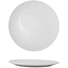 Simple white ceramic stone plate embossed texture personalized steak plate -10.3 inches