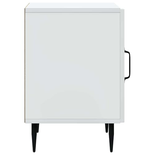 Table de chevet blanche bois métal meuble d'appoint pour salon - 6