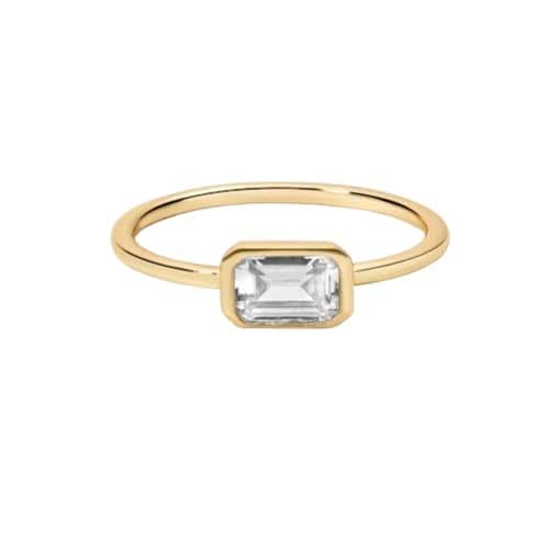 icedout 1 Ct Emerald Cut Diamond Bezel Solitaire Wedding