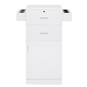 Goujxcy Salon Station for Hair Stylist, Beauty Salon Storage Cabinet Barber Station Beauty Hair Salon Spa Equipment with 6 Hair Dryer Holders and 2 Drawer (White)