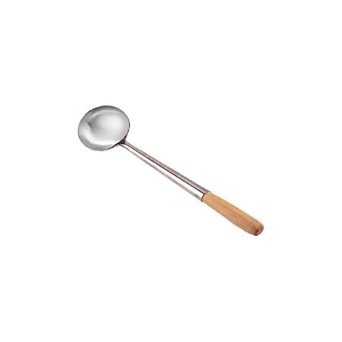 Traditional Heavy Hand Crafted Hammered Carbon Steel Wok Spatula/Spoon with Wooden Handle commercial grade(SpoonXS 16inL/3.8inW) Cover