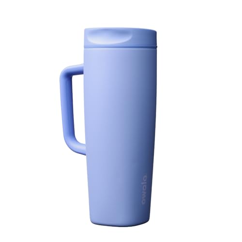 Image of Owala SmoothSip Slider Stainless Steel Insulated Travel Mug with Handle, 100% Leak Proof, For Hot and Cold Drinks, Travel Friendly with Sliding Lock Lid, 24 oz, BPA Free, Leak Proof, Out of the Blue