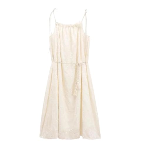 Women's Textured Strap Dress with Embroidery for Look Vacation Style
