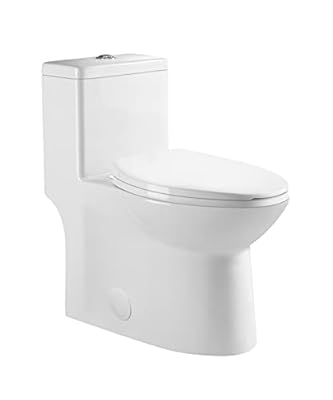 DeerValley Symmetry One Piece Toilet, Dual Flush 1.1/1.6 GPF Elongated Standard Toilet for Bathroom, Toilets with Comfortable Seat Height (Seat Included) (White)