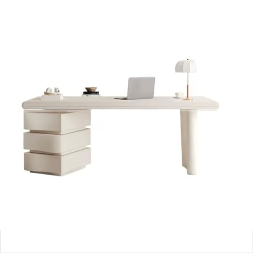 Mesa de Ordenador Escritorio Escritorio y silla combinados con cajón de almacenamiento, color crema, for escribir, for PC, for el hogar, la oficina, mesa de estudio, color blanco Oficina Mesa de Estud