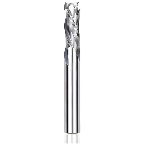 KEENTECH Compression CNC Spiral Router Bit 3 Flute 3/8" Shank, 3/8" Cutting Diameter, 1" Cutting Depth, Solid Carbide End Mill Bit for Custom Furniture, High Precision Cutting & Carving Cover
