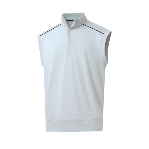 Rouen Quarter Zip Pullover Mens Vest Athletic Performance Outdoor Sleeveless Solid Half Zip Pullover Mens Vest