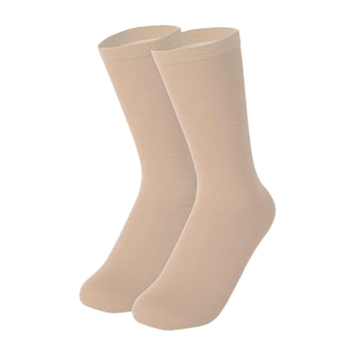 LOVIVER Calzini da pattinaggio sul ghiaccio, Calzini da pattinaggio artistico, Calzini da pattinaggio a rotelle per donne e ragazze, beige
