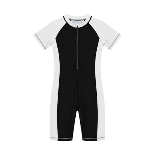 Image of A.T.U.N. (ALL THINGS UBER NICE) Girls One Piece Swimsuit with Front Zip Closure | Half Sleeve Athletic Swimwear with Knee Length Fit | Comfortable Pool and Beach Swimming Costume for Kids