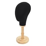 soudesileim Perückenständer 49 cm hoch, Kopfumfang 54 cm, Basis 16 cm, Mannequin Kopf für Schaufenster, Friseursalons und Hutgeschäfte (Schwarz, Holzoptik)