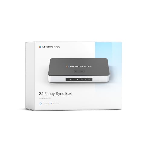 Fancyleds 2.1 Fancy Sync Box Streaming Media Player TV LED Synced Backlight with HDMI 2.1 4K 120Hz 144Hz 8K 60Hz VRR ALLM 96 RGBW LEDs Per Meter Ambient Lighting (for 56 to 65 TVs)