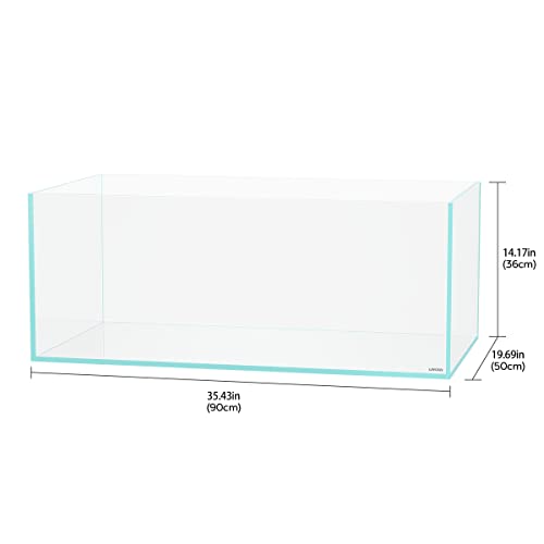 Image of LANDEN 90S 39 Gallon Shallow Tank Rimless Low Iron Tank 35.4 inch L x 19.7 inch W x 14.2 inch H (90cm x 50cm x 36cm); 10mm Thickness Aquascape Fish Tank, Black Leveling Mat Included