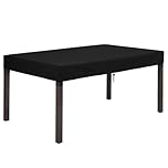 Dokon Garden Table Top Covers Waterproof Rectangular Outdoor Table Cover Heavy Duty Oxford Fabric Windproof Anti-UV Garden Furniture Covers, Patio Furniture Top Cover (150x90x15cm) - Black