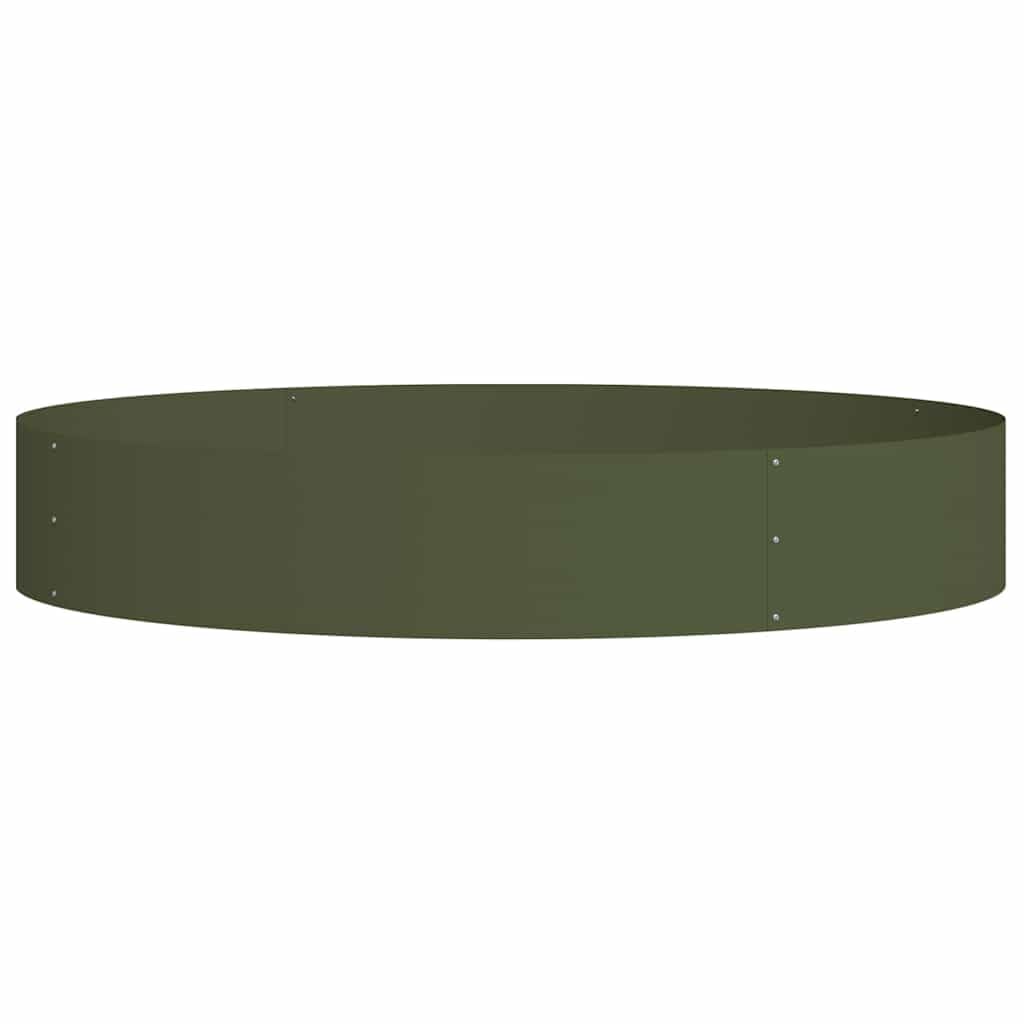 Anillo de acero 120 x 120 x 20 cm, verde oliva, moderno anillo de jardín para árboles y plantas, diseño redondo de acero laminado en frío, fácil montaje con destornillador,